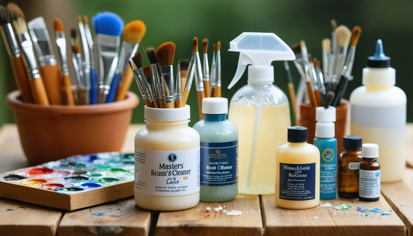 The Masters Brush Cleaner and Preserver alongside other brush cleaning products