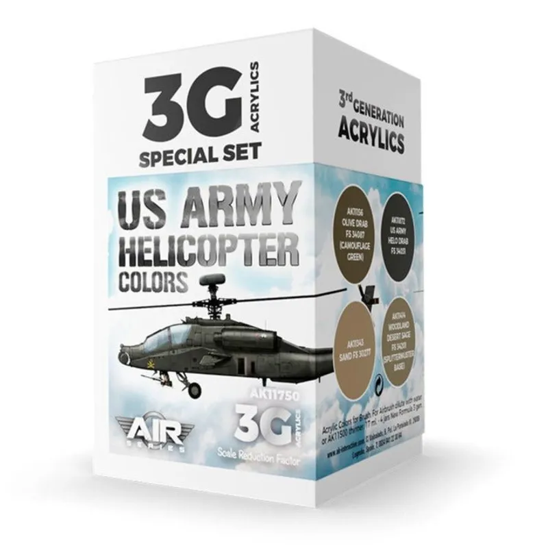 3rd Gen Aircraft Paint Set - US Army Helicopter Colors Set (AK11750)