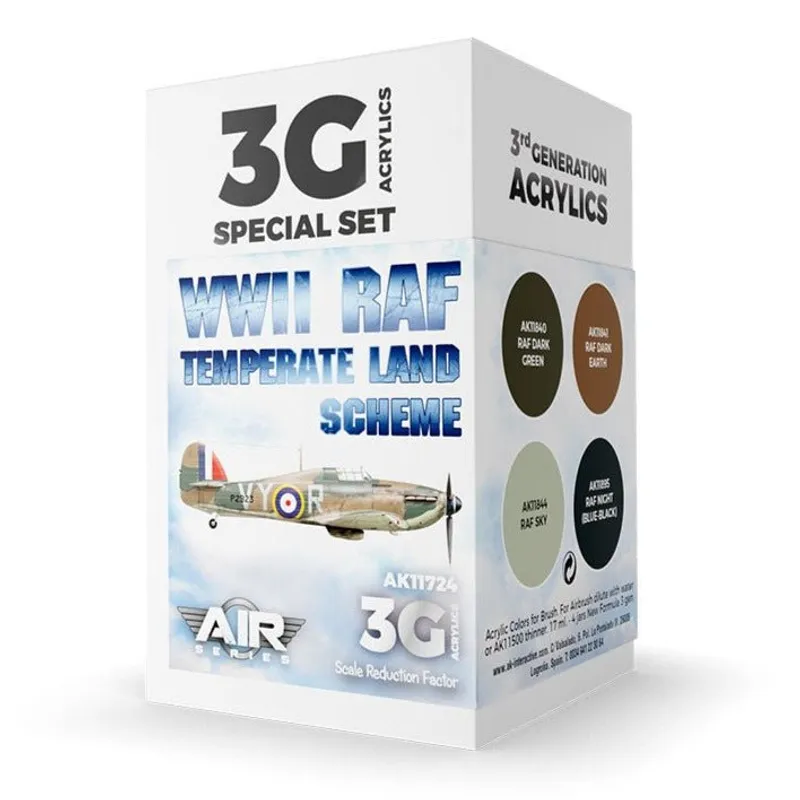 AK Interactive 3G Paint Set - WWII RAF Temperate Land Scheme (AK11724)