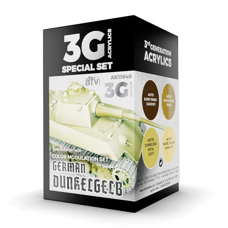 AK Interactive 3rd Gen AFV Paint Set - German Dunkelgelb Modulation Set (AK11640)