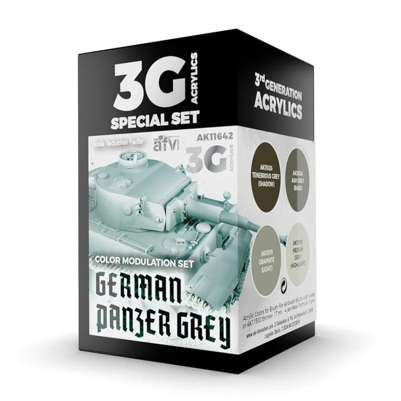 AK Interactive 3rd Gen AFV Paint Set - German Panzer Grey Modulation Set (AK11642)