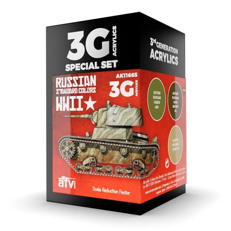 AK Interactive 3rd Gen AFV Paint Set - Russian Standard WWII Combo (AK11665)