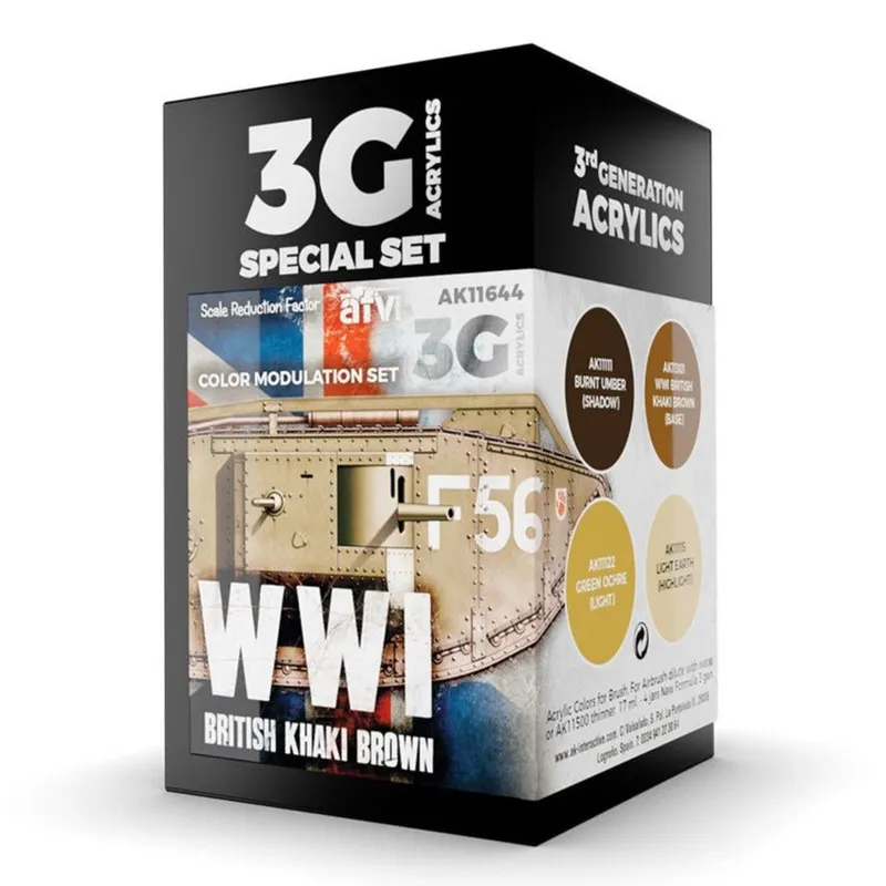 AK Interactive 3rd Gen AFV Paint Set - WWI British Colors Modulation Set (AK11644)