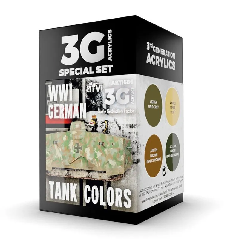 AK Interactive 3rd Gen AFV Paint Set - WWI German Tank Colors (AK11686)