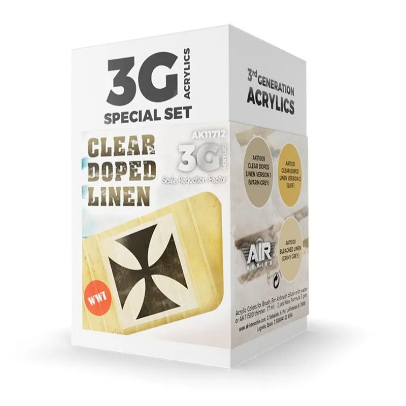 AK Interactive 3rd Gen Aircraft Paint Set - Clear Doped Linen SET 3G (AK11712)