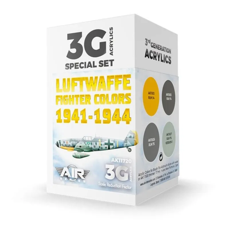 AK Interactive 3rd Gen Aircraft Paint Set - Luftwaffe Fighter Colors 1941-1944 Set (AK11720)