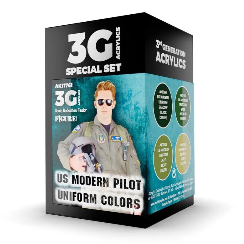 AK Interactive 3rd Gen Aircraft Paint Set - US Modern Pilot Uniform Colors (AK11761)