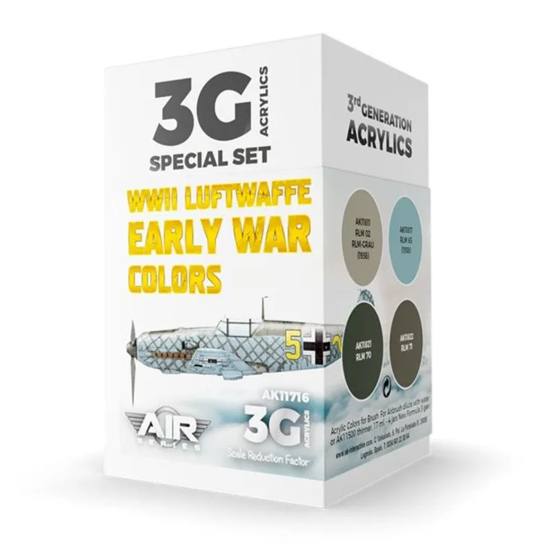 AK Interactive 3rd Gen Aircraft Paint Set - WWII Luftwaffe Early War Colors Set (AK11716)