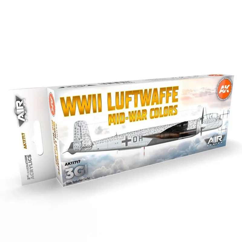 AK Interactive 3rd Gen Aircraft Paint Set - WWII Luftwaffe Mid-War Colors Set (AK11717)