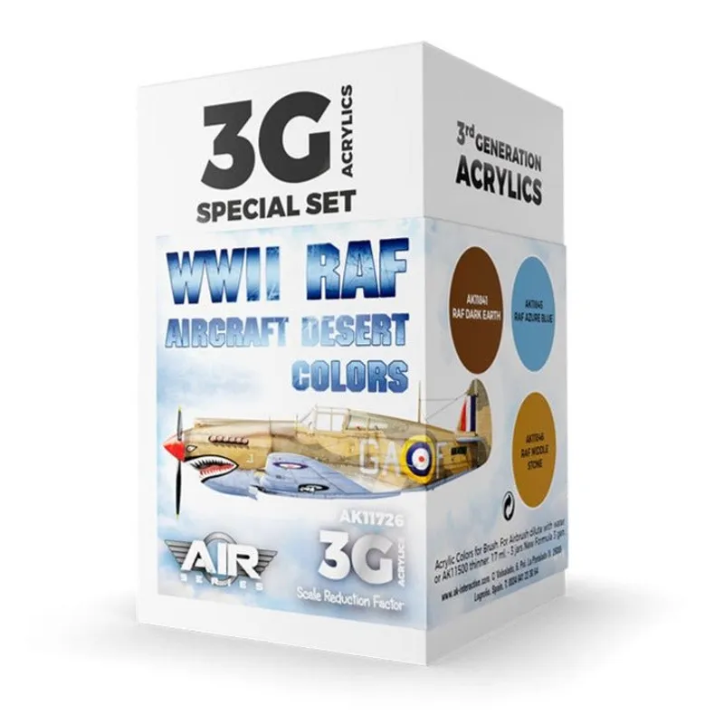 AK Interactive 3rd Gen Aircraft Paint Set - WWII RAF Aircraft Desert Colors Set (AK11726)