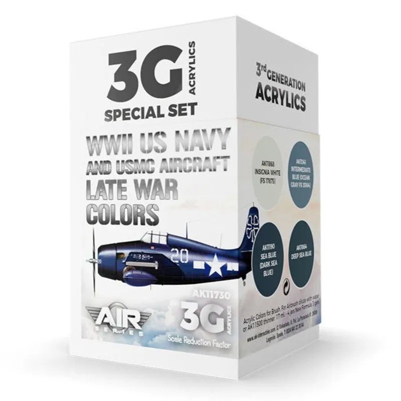 AK Interactive 3rd Gen Aircraft Paint Set - WWII US Navy & USMC Aircraft Late War Colors Set (AK11730)