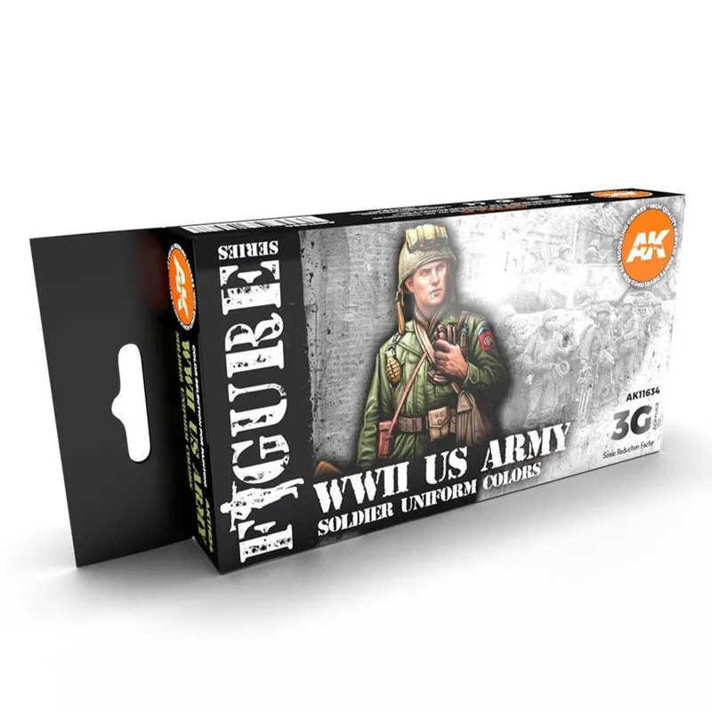 AK Interactive 3rd Gen Figure Paint Set - WWII US Army Soldier Uniform Colors (AK11634)