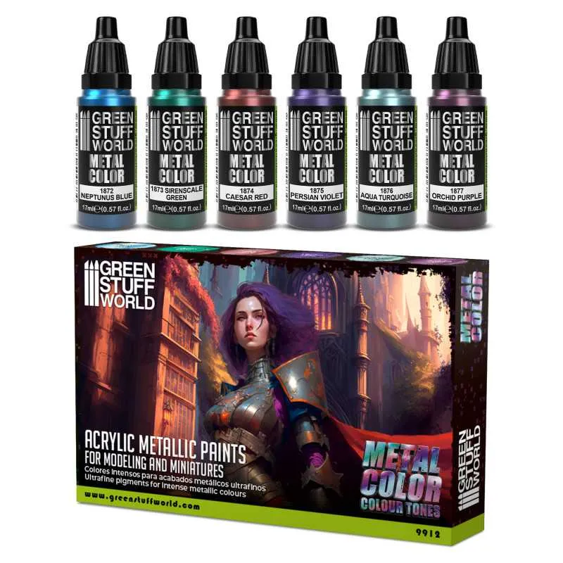 Green Stuff World Metallic Paints Set - Colours
