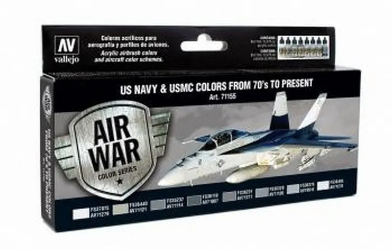 Vallejo Model Air - US Navy & USMC Colors 1970's Onwards Set box and contents